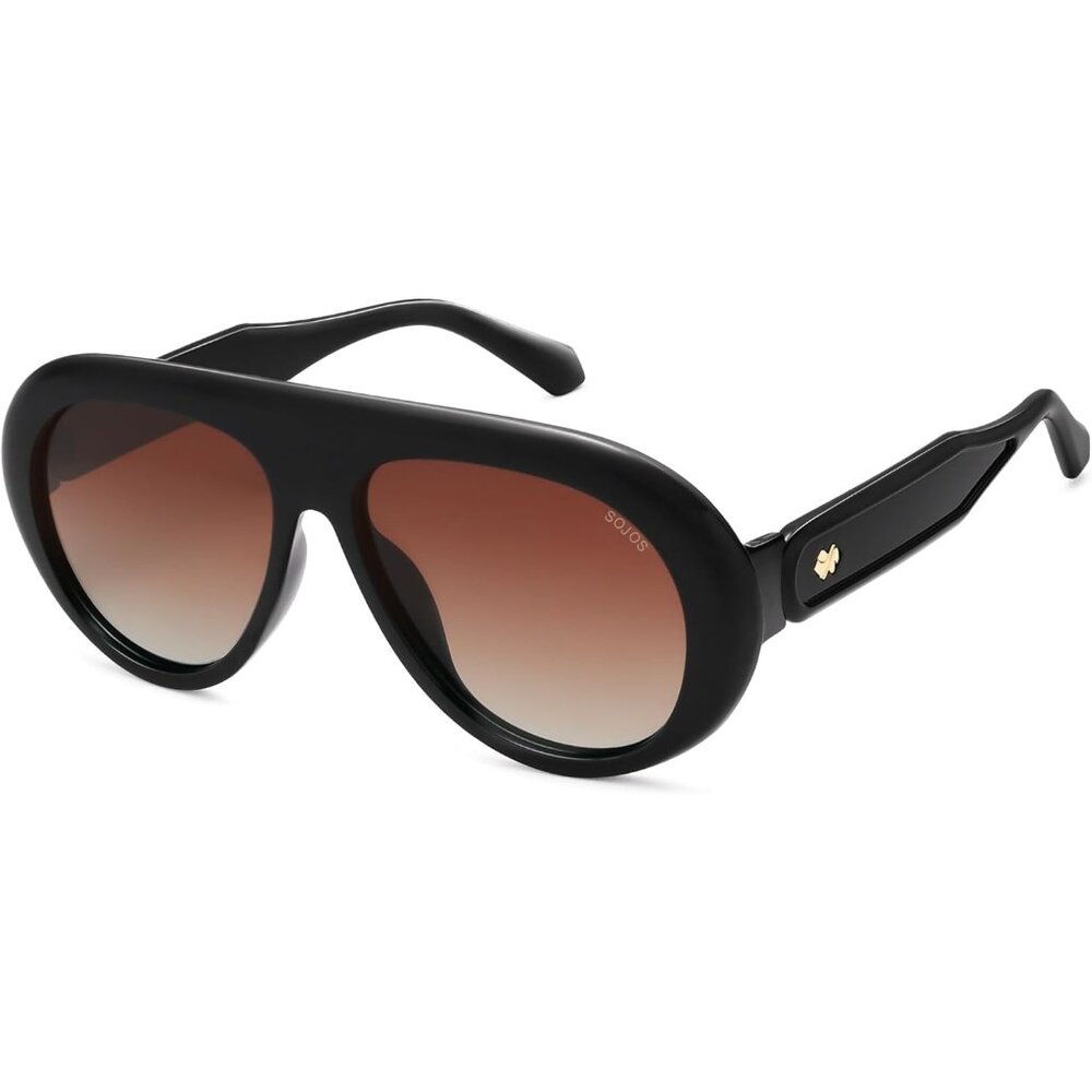 Women's Black/Dark Brown Grading Men Retro Vintage 70s Style UV Protection